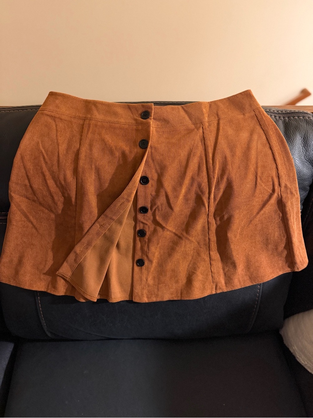 SHEIN Rust Brown Button-Front Mini Skirt
